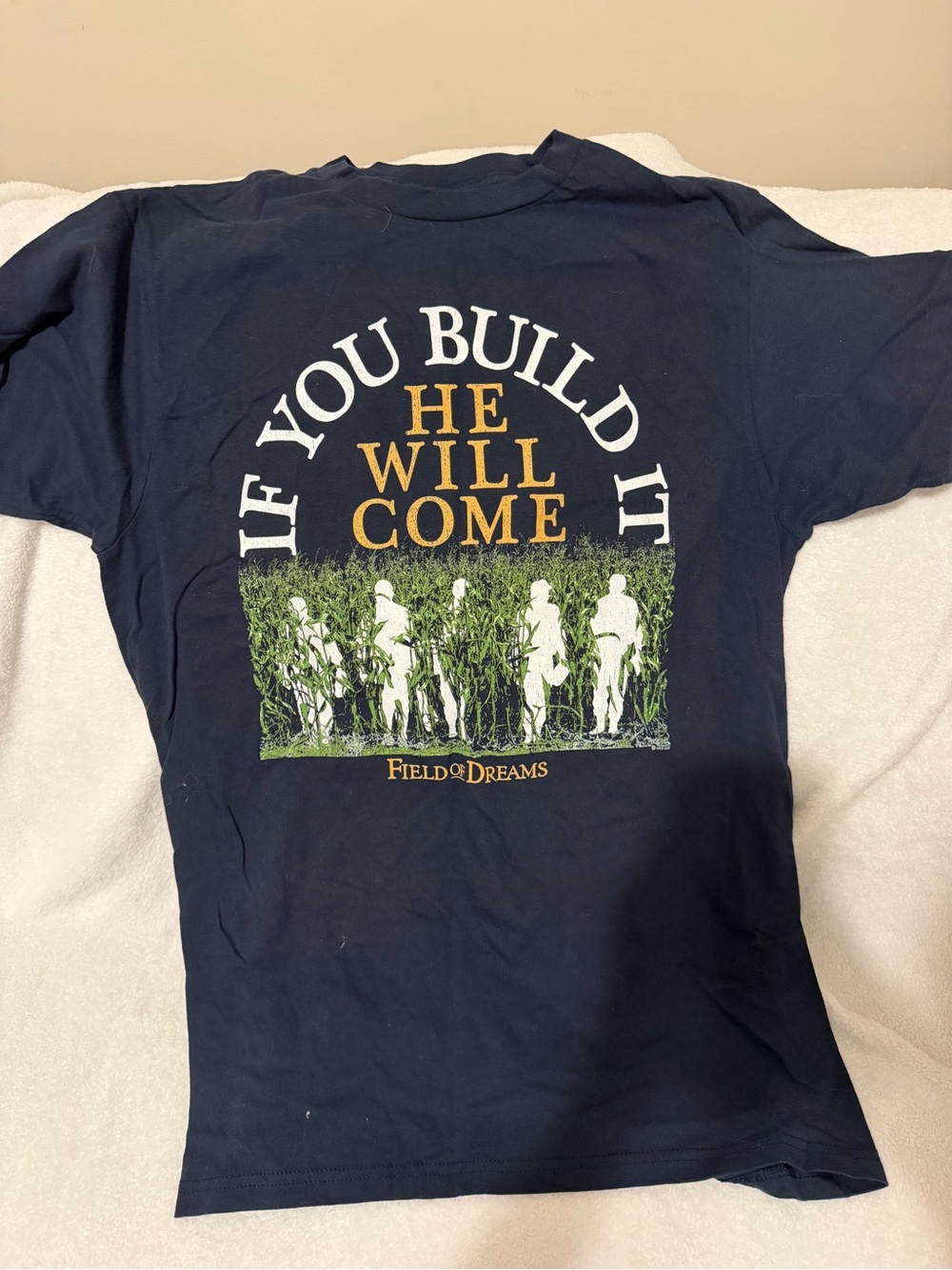 Field of Dreams 'If You Build It He Will Come' Navy Tee
Size men’s M
Never worn
